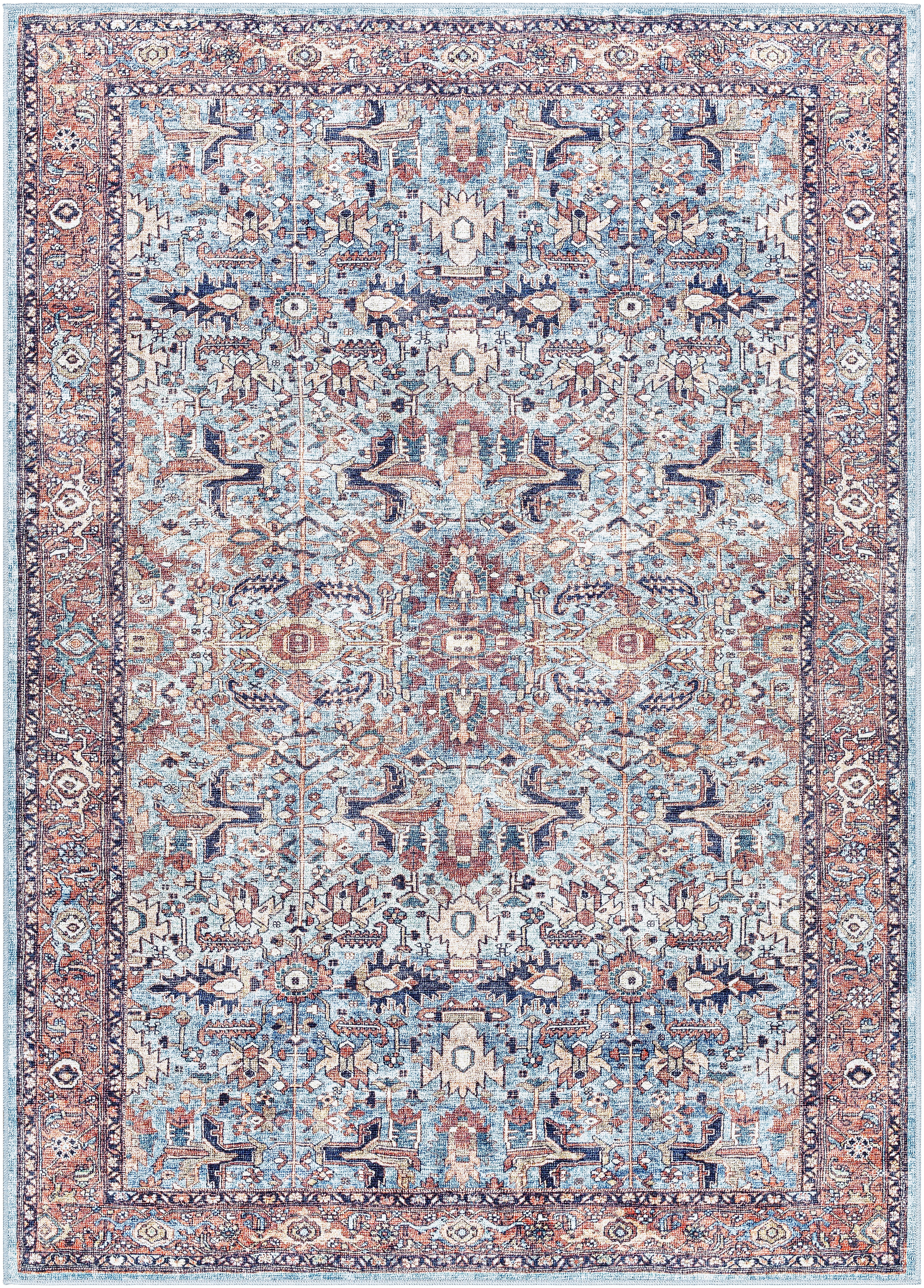 Georgina Blue Indoor 6'7" x 9' Machine Woven Rug - Image 0