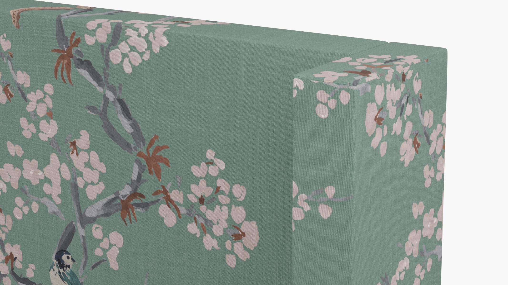 Modern Wingback Headboard, Mint Cherry Blossom, Full - Image 2