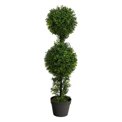 34In. Boxwood Double Ball Topiary Artificial Tree (Indoor/Outdoor) - Image 0