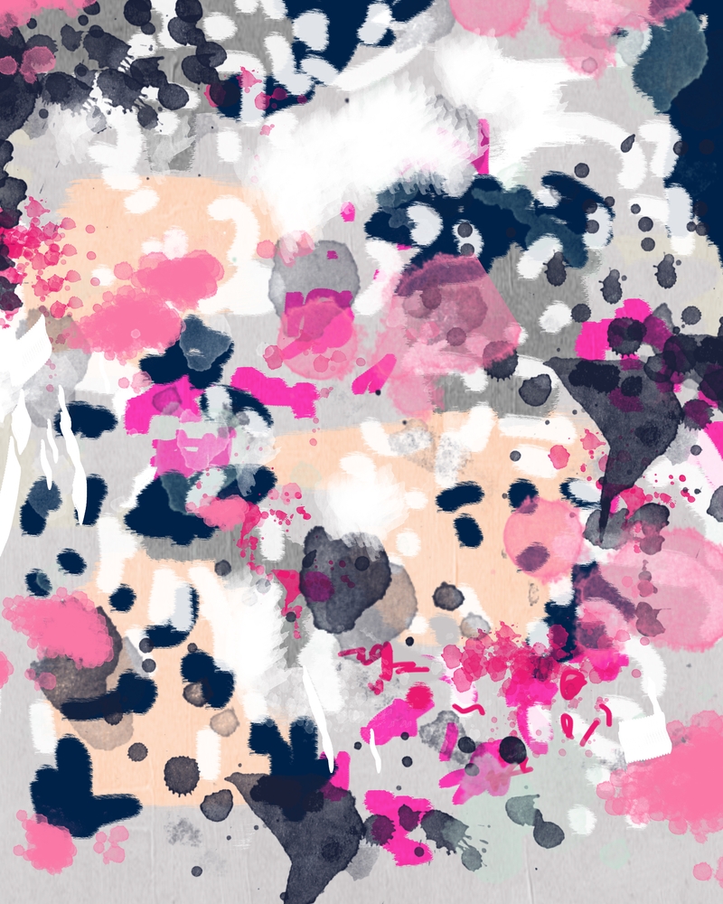 Nico - Abstract Painting In Modern Fresh Colors Navy, Mint, Pink, Cream, White, And Gold Framed Art Print by Charlottewinter - Conservation Walnut - Medium(Gallery) 20" x 20"-22x22 - Image 1