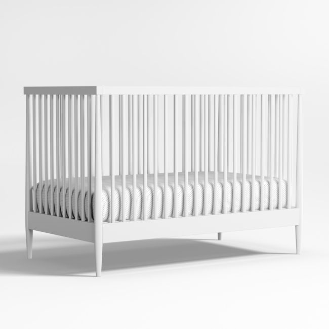 Hampshire White Wood Convertible Baby Crib with Toddler Bed Rail - Image 0