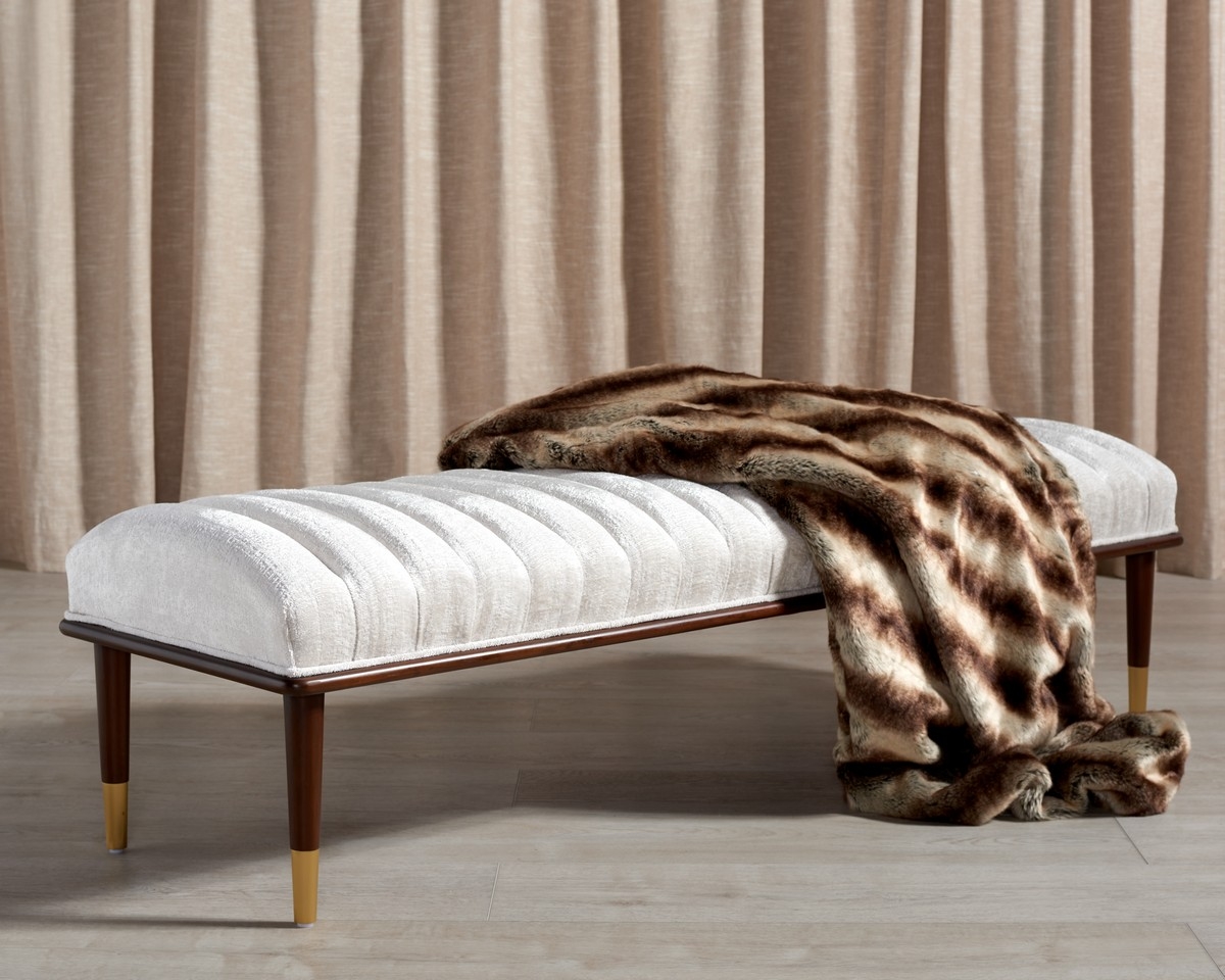 Flannery MIndonesia-Century Bench - Ivory/Dark Mahogany - Image 1