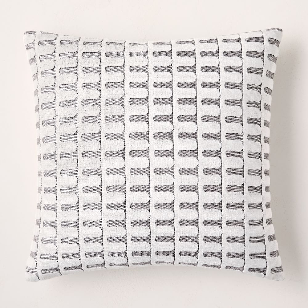 Cut Velvet Archways Pillow Cover, 18"x18", Stone White - Image 0