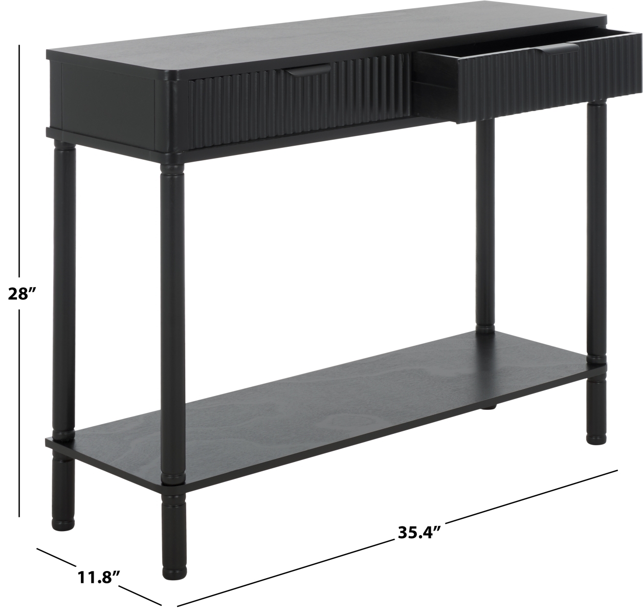 Thurston 2 Drawer Console - Matte Black - Image 9