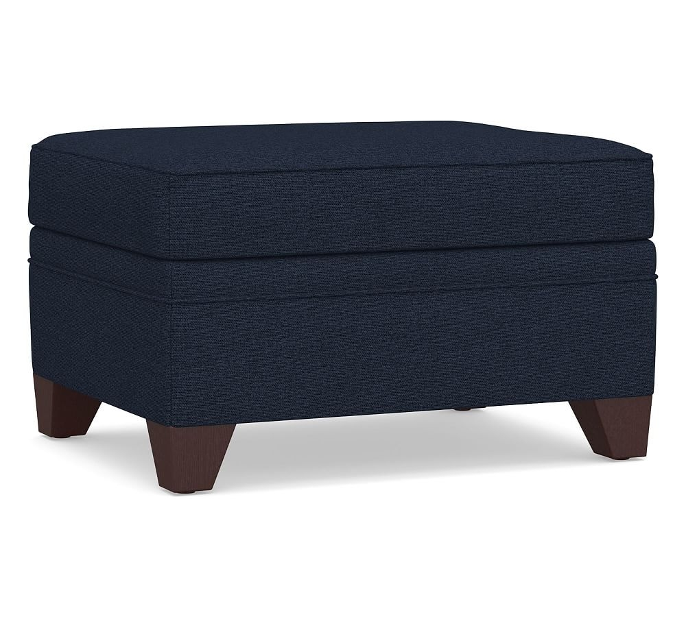 Cameron Roll Arm Upholstered Storage Ottoman, Polyester Wrapped Cushions, Performance Heathered Basketweave Navy - Image 0