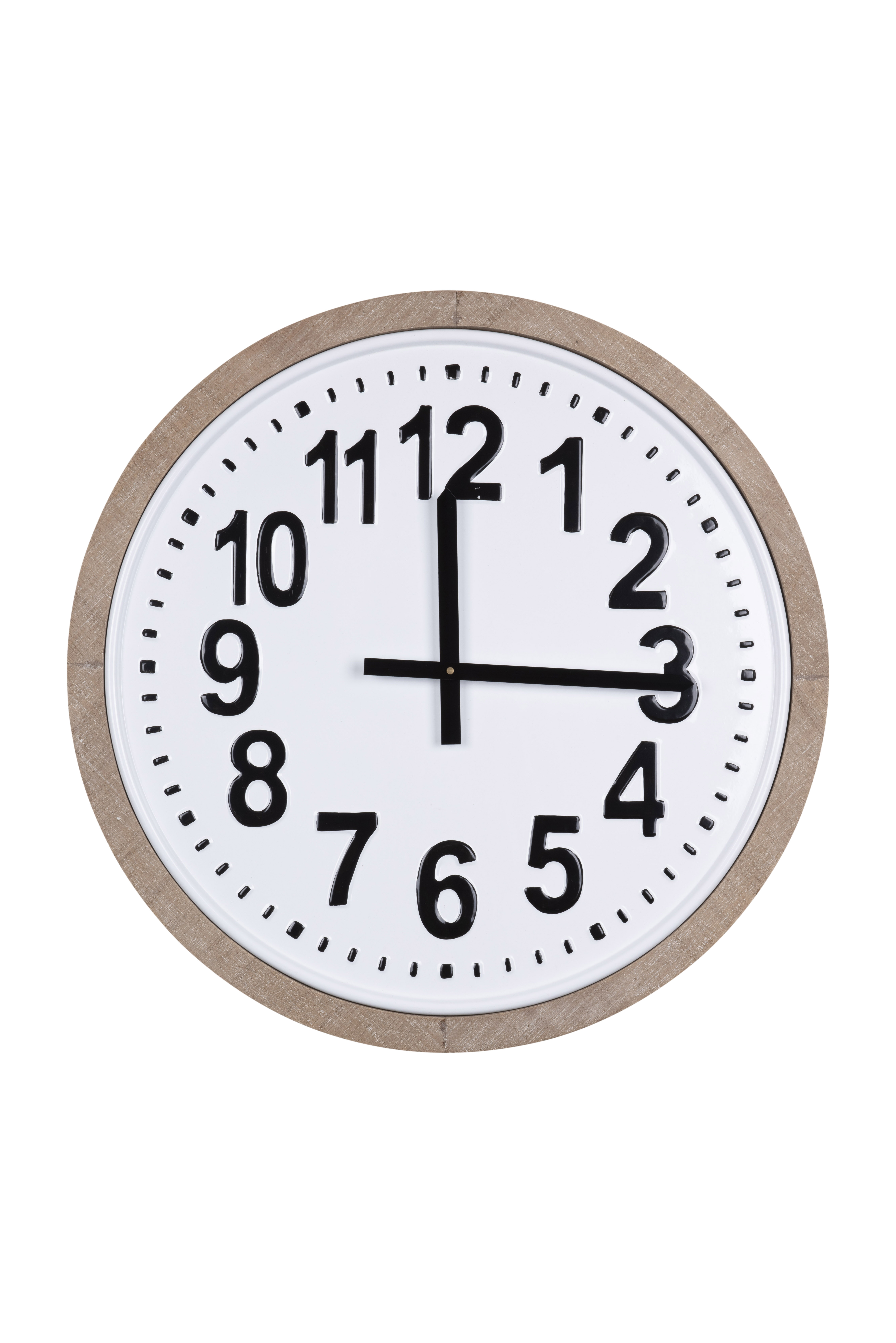 Wood Framed Round Metal Wall Clock - Image 0