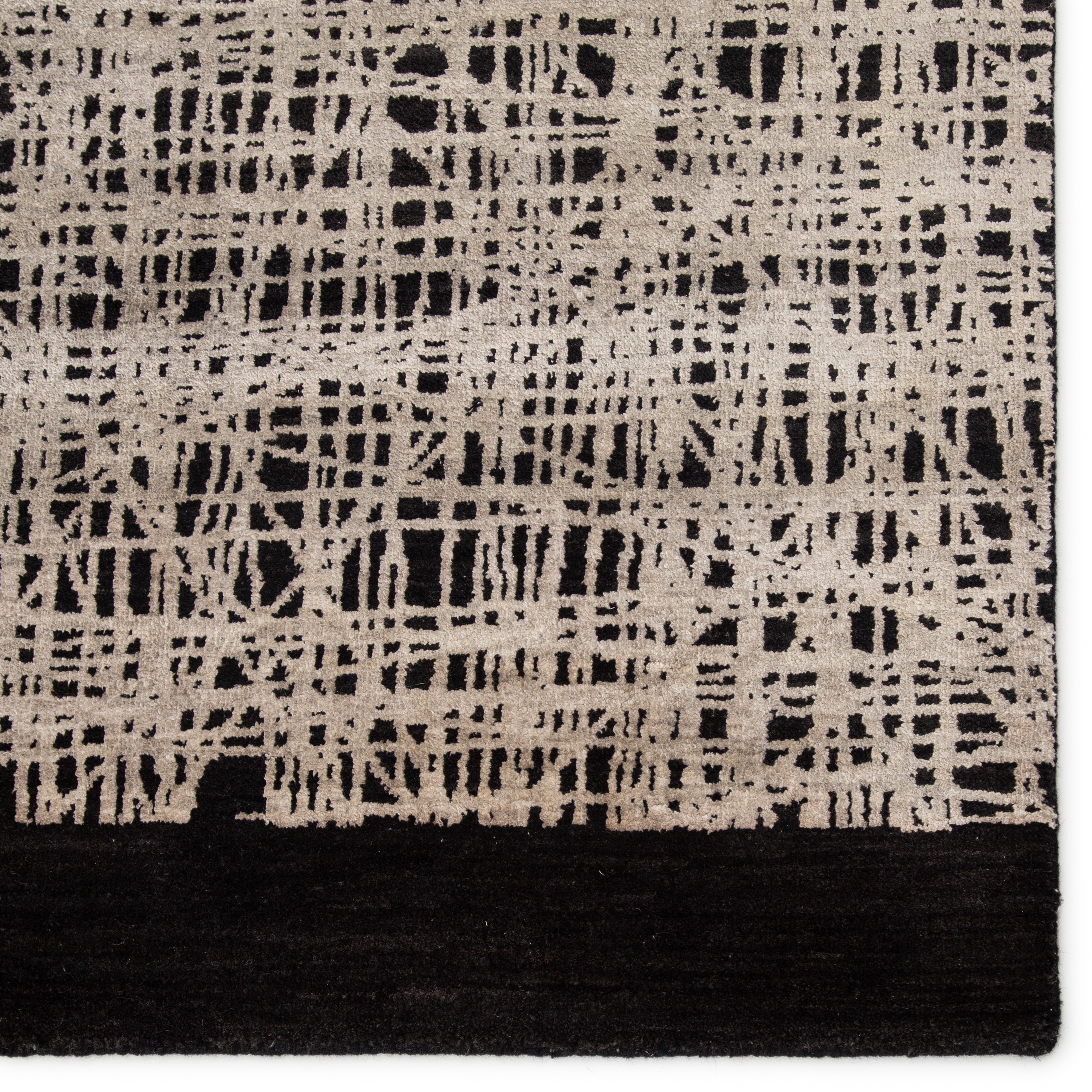 Kavi by Kuros Cinco Hand-Knotted Abstract Black/ Beige Area Rug (10'X14') - Image 3