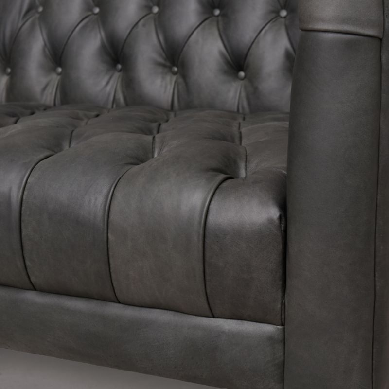 Rollins Ebony Leather Sofa - Image 5