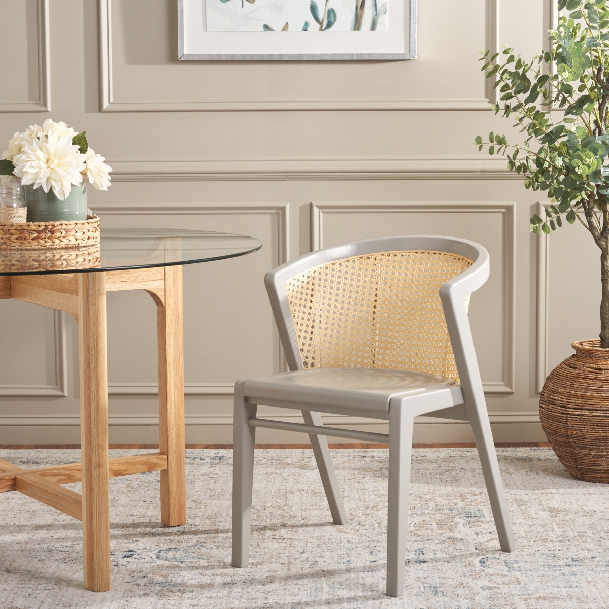 Edan Dining Chair - Grey / Natural - Safavieh - Image 1