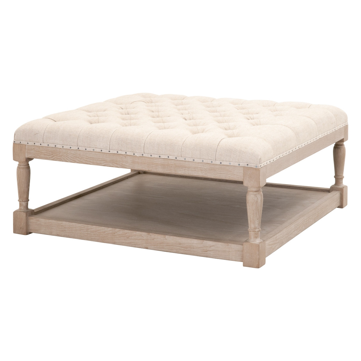 Townsend Tufted Upholstered Coffee Table, Bisque French Linen - Image 1