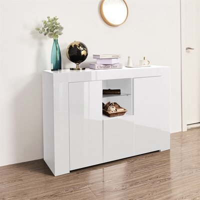 45.6"W Sideboard Buffet Cabinet with Led Lights, 1 Drawer, 1 Open Shelf and 2 Doors, Cupboard - Image 0