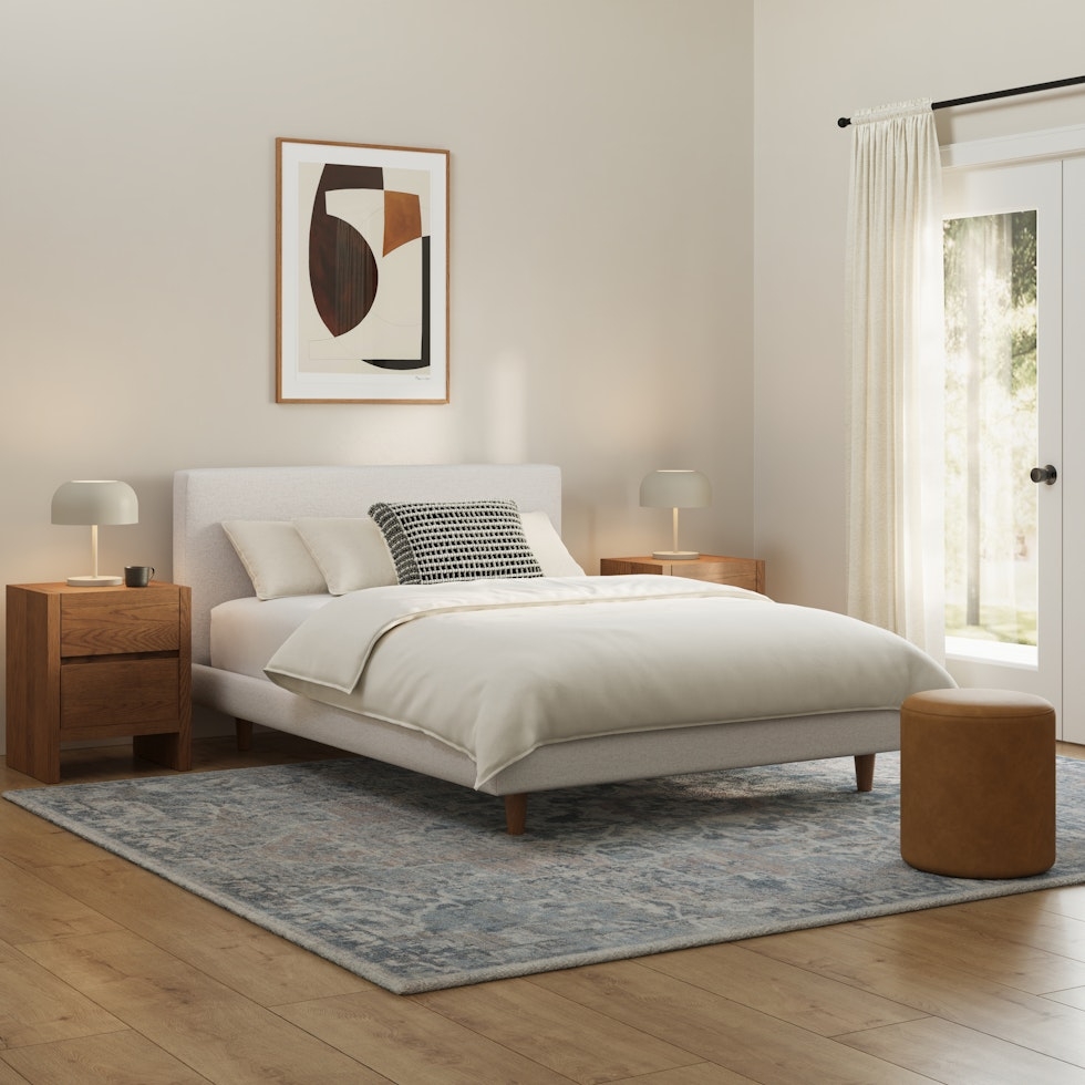 Tessu Full Low Profile Upholstered Bed - Napa White - Image 0