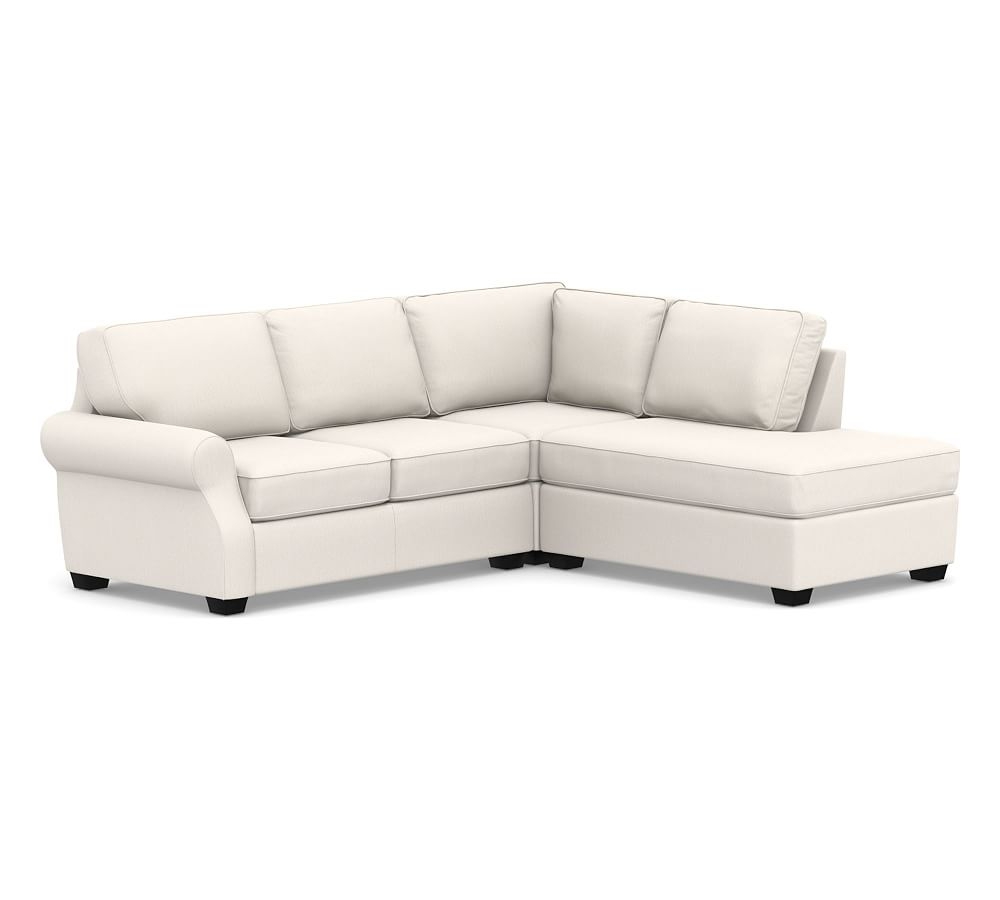 SoMa Fremont Roll Arm Upholstered Left 3-Piece Bumper Sectional, Polyester Wrapped Cushions, Sunbrella(R) Performance Chenille Salt - Image 0