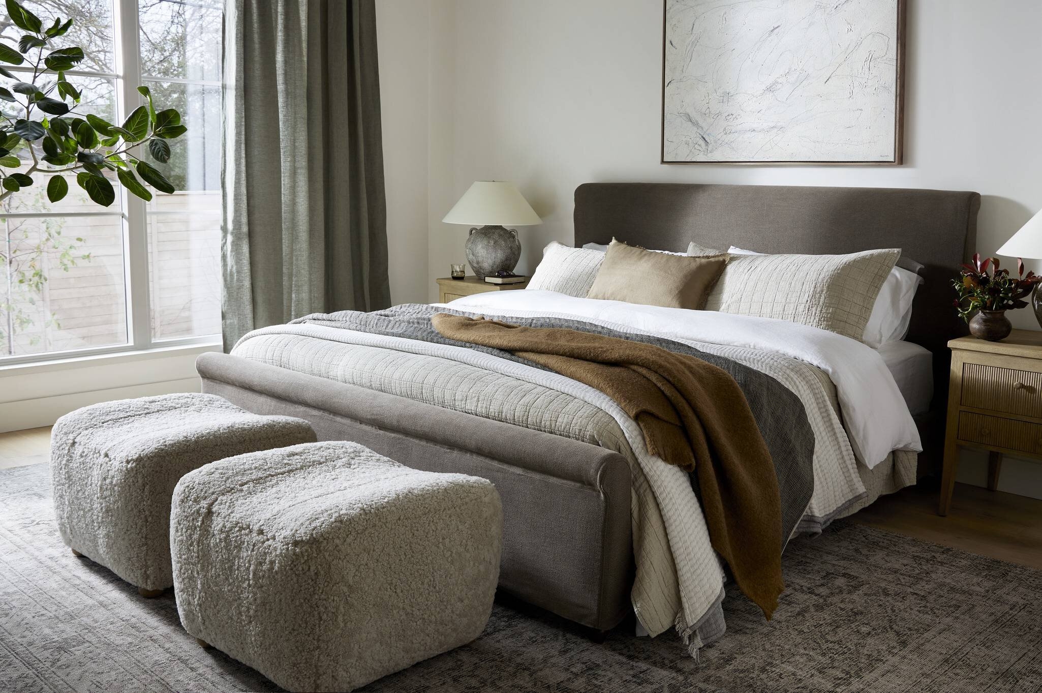 Oslo Ottoman - Beige Shearling by Amber Lewis x Four Hands - Image 11