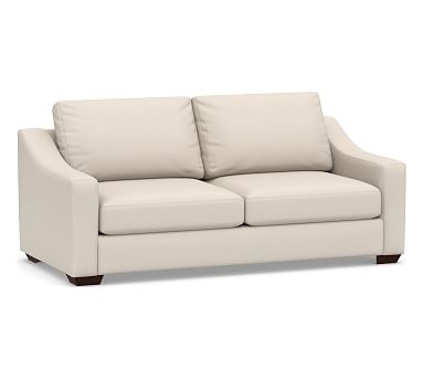 Big Sur Slope Arm Upholstered Sofa 82", Down Blend Wrapped Cushions, Performance Brushed Basketweave Oatmeal - Image 0
