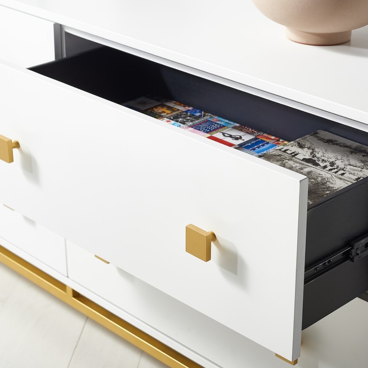 Claudette 4 Drawer Dresser - White/Gold - Image 3
