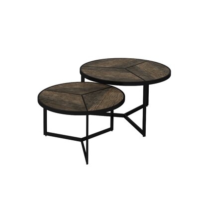 Episkopi Round Reclaimed Nesting Coffee Tables With Black Iron Triangular Bases - Image 0