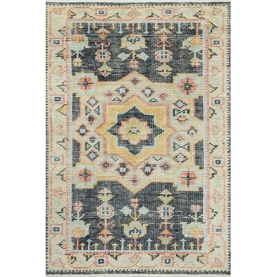 Jarvis Hand-Knotted Wool/Cotton Gray/Gold/Coral Area Rug - Image 0