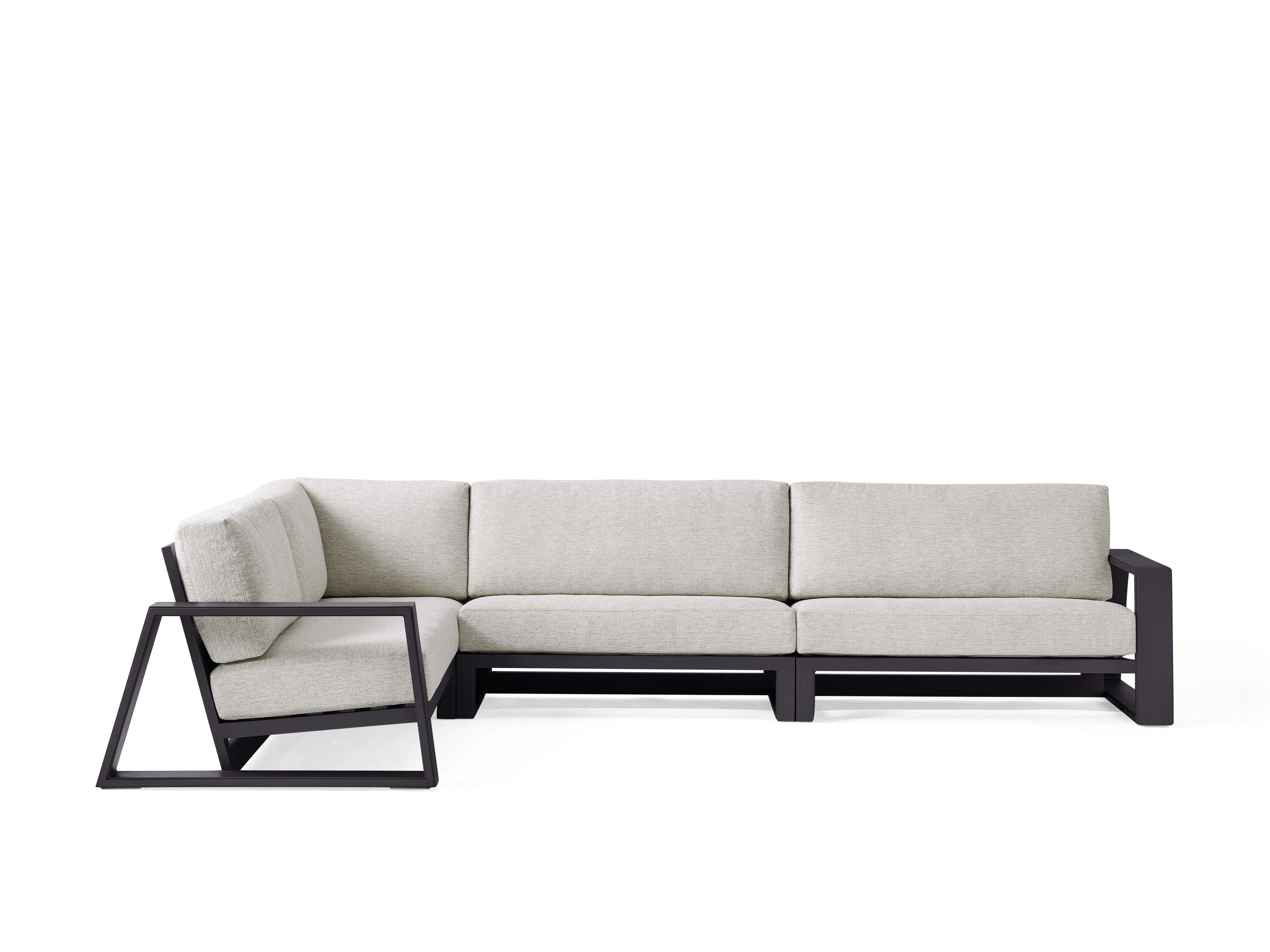 Canyon Outdoor Three-Piece Sectional Aluminum Large in Gray  Shardai Zinc/Left Arm - Image 0