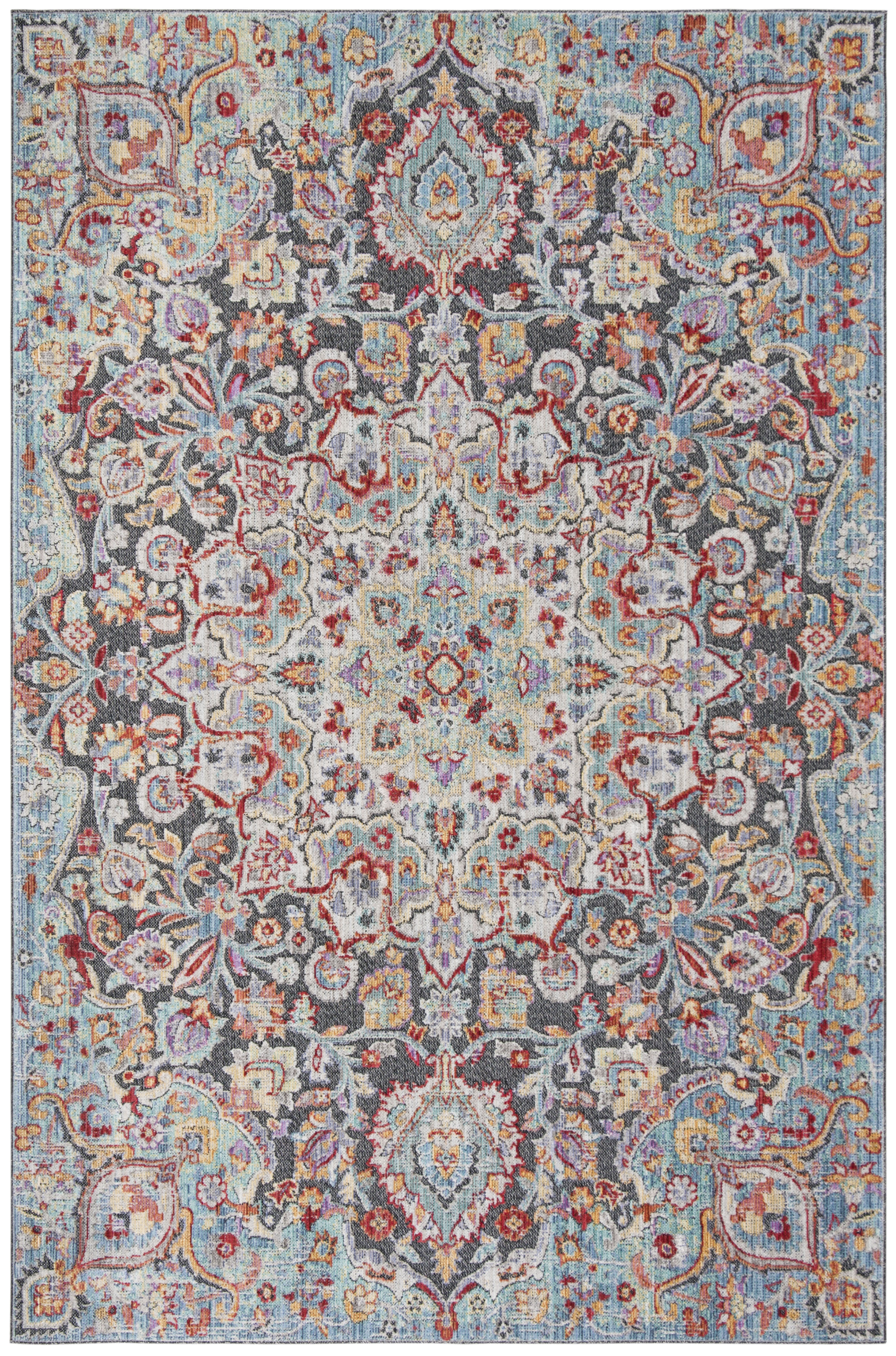 Arlo Home Woven Area Rug, PRV182J, Aqua/Black,  4' X 6' - Image 0