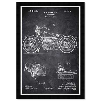 'Transportation Harley 1928 Chalkboard Motorcycles' - Picture Frame Graphic Art Print on Paper - Image 0