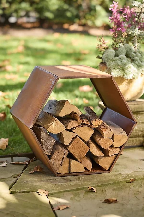 Weathering Steel Hexagon Log Holder - Image 0