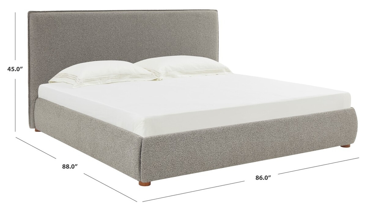 Callahan Boucle King Bed - Light Grey - Image 5