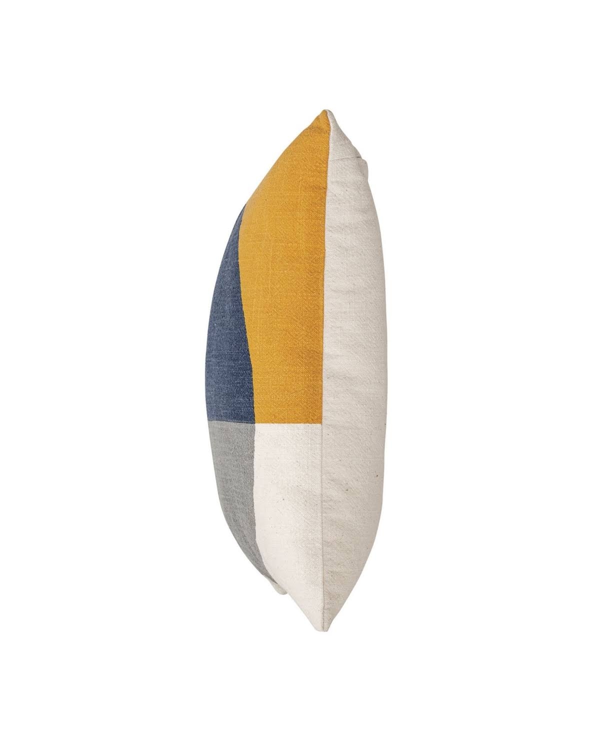 Geometric Printed Cotton Pillow, Mustard & Blue, 16" x 16" - Image 2