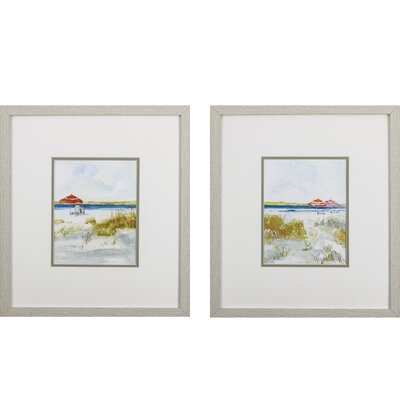 Set Of Two Beach Scene Framed Art - Image 0