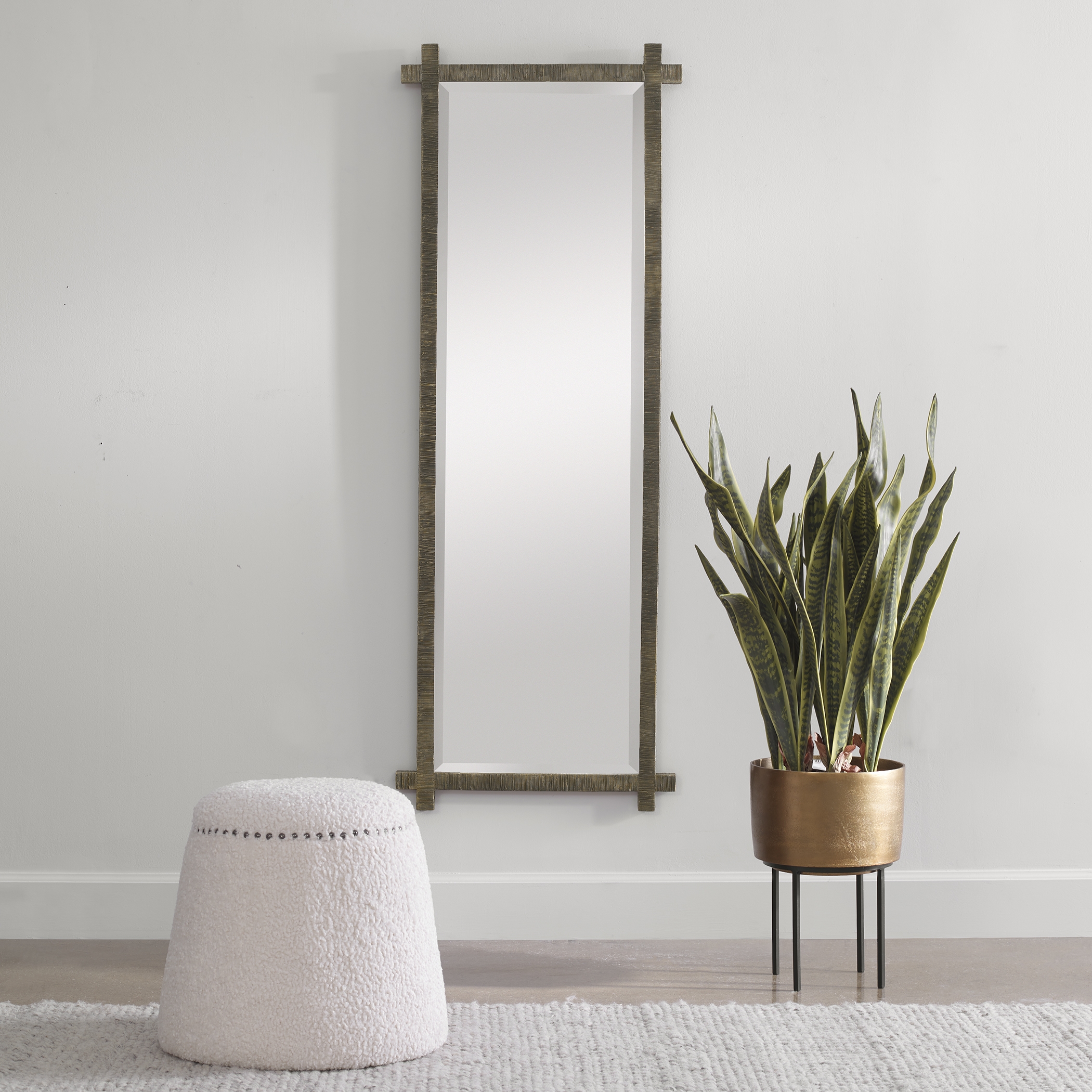 Abanu Ribbed Gold Dressing Mirror - Image 1