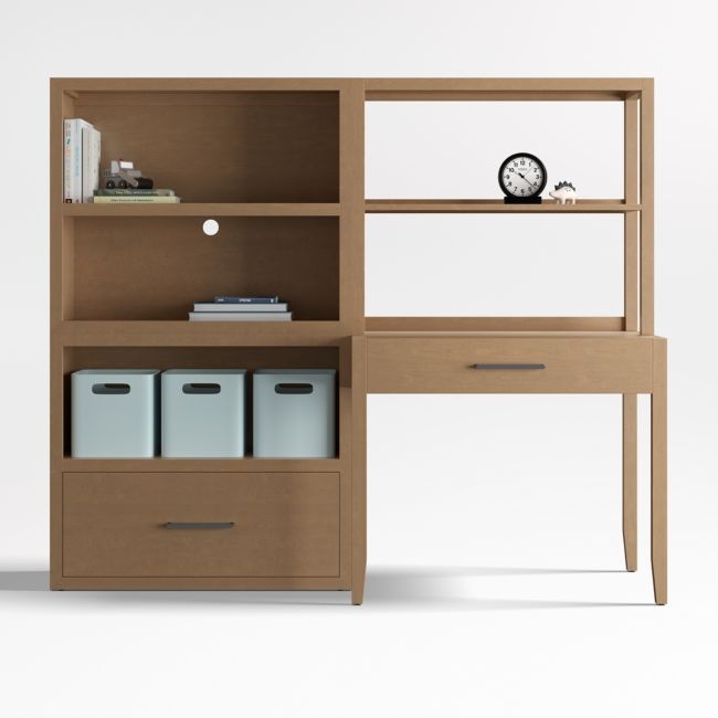 Ever Simple Modular Natural Brown Wood Kids Workspace Suite - Image 0