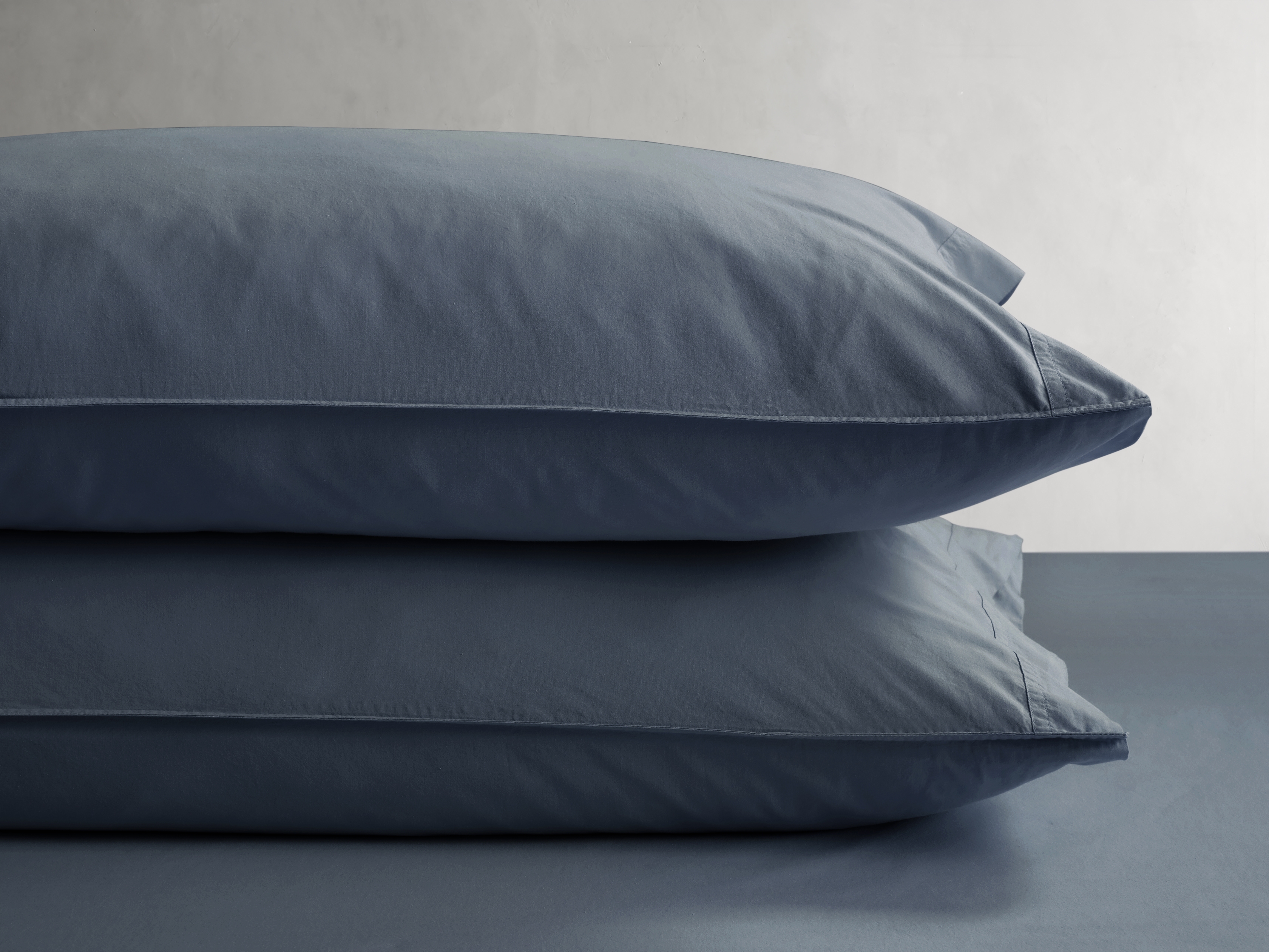Italian Garment-Dyed Pillowcases (Set Of 2) Percale King in Blue - Image 0