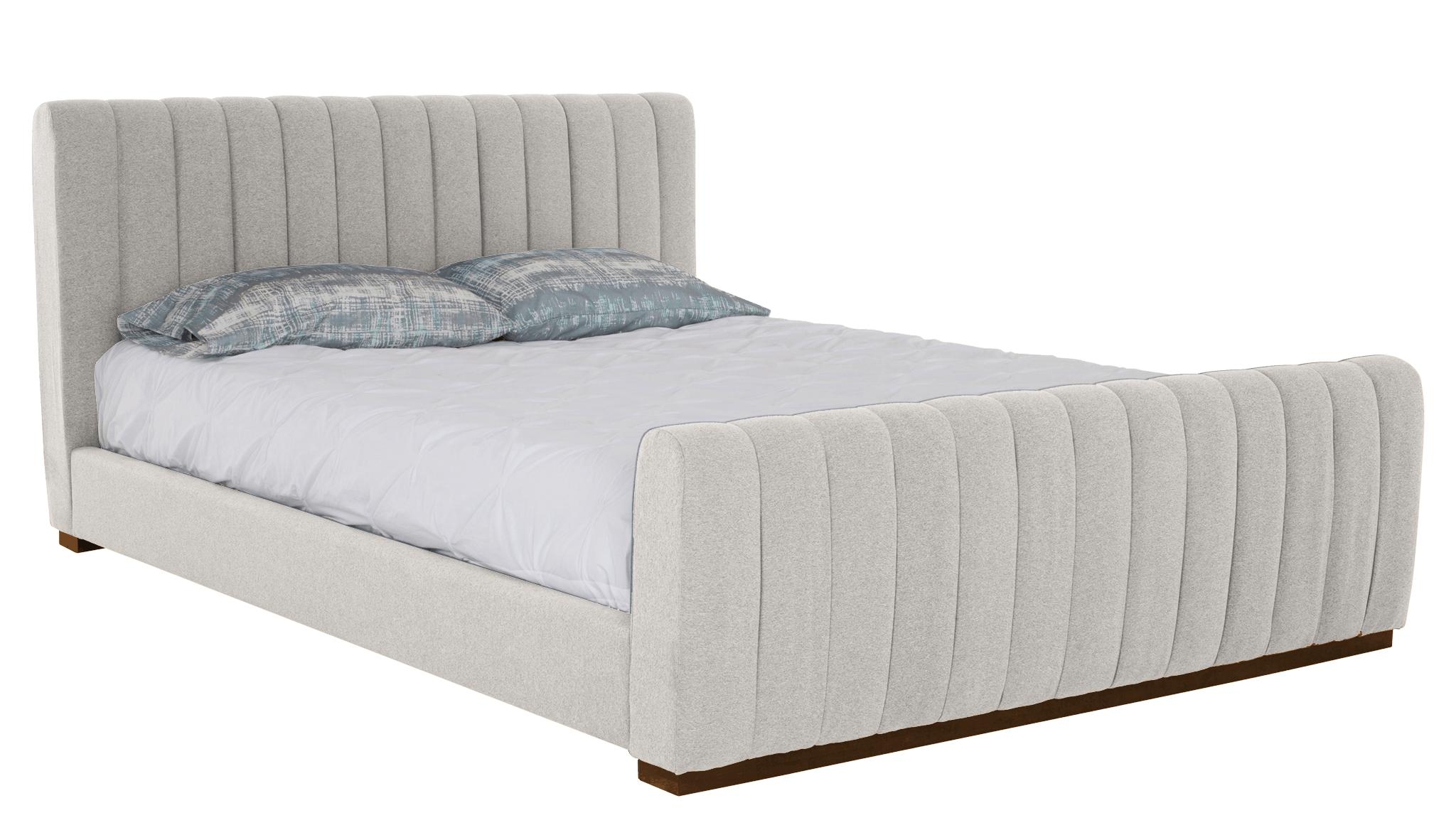 Beige/White Camille Mid Century Modern Bed - Merit Dove - Mocha - Eastern King - Image 1