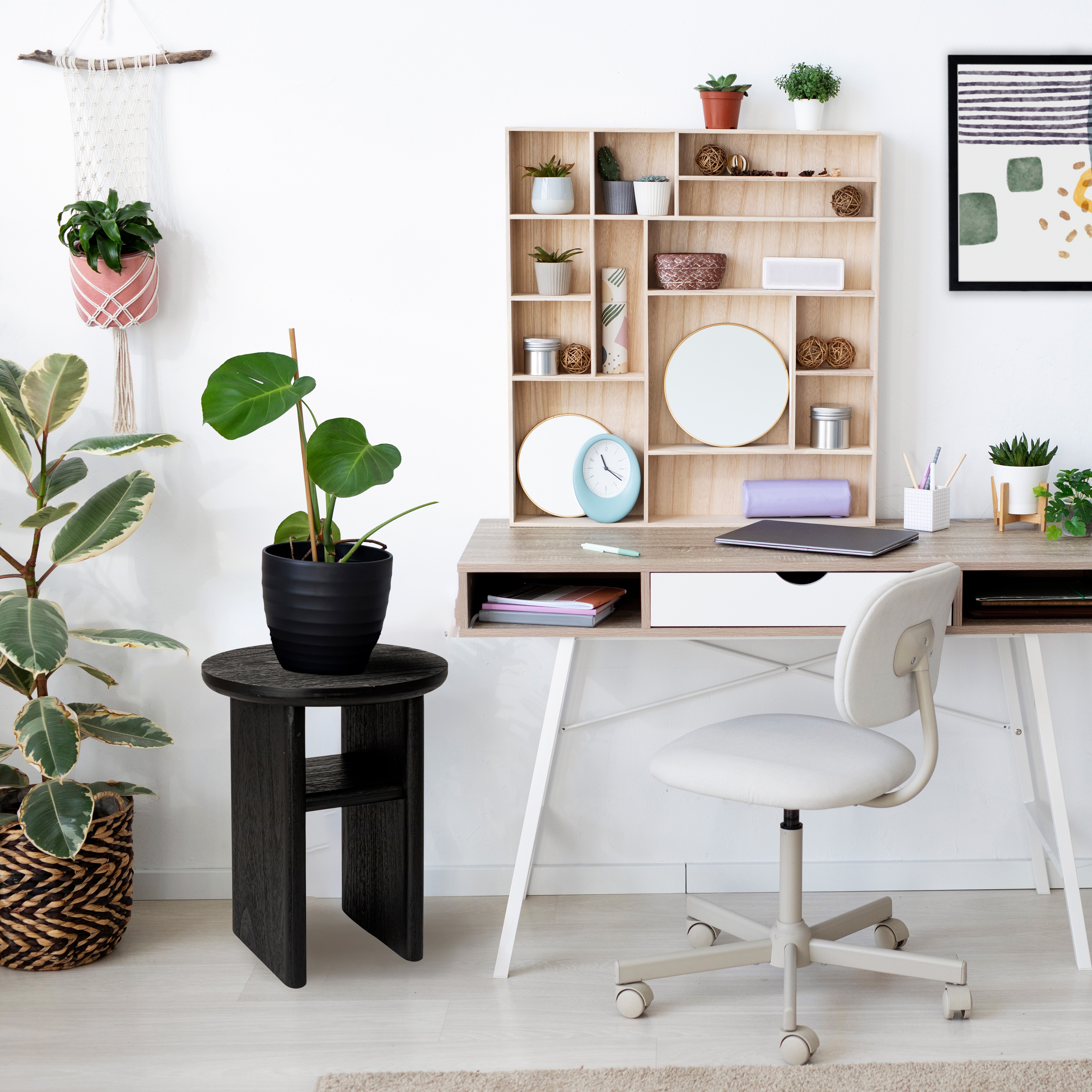 Sturdy Firwood Side Table, Black - Image 0