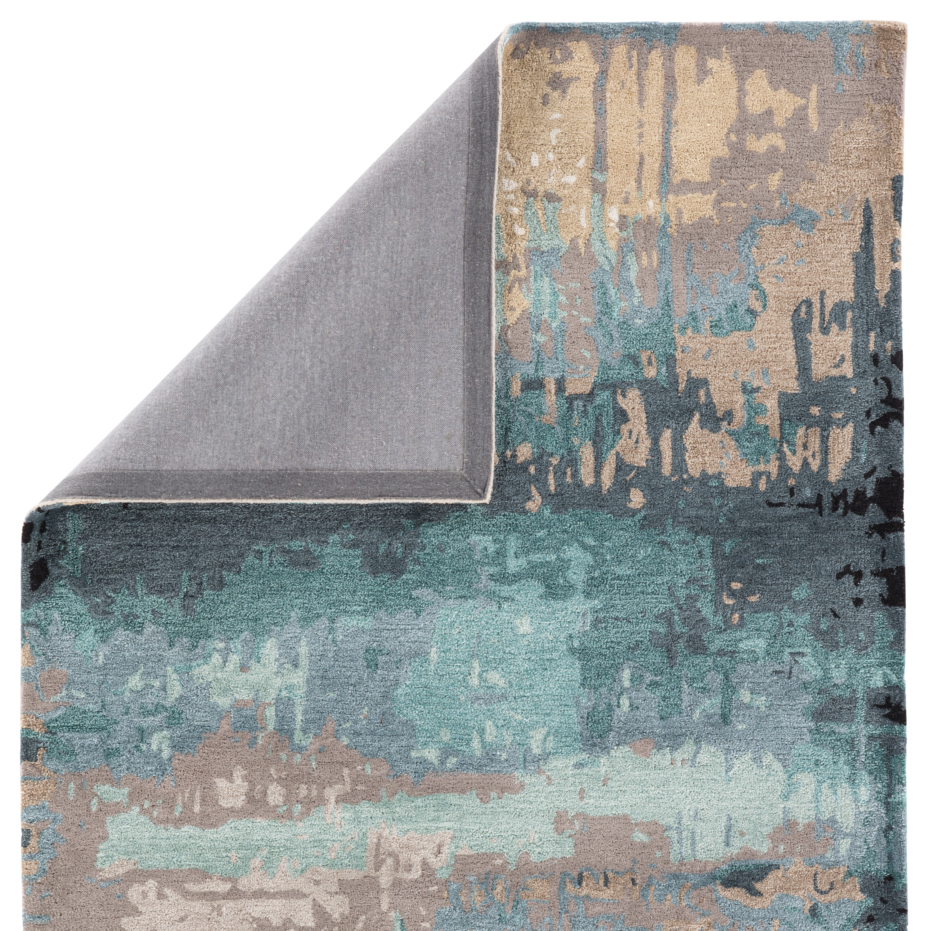 Benna Handmade Abstract Blue/ Gray Area Rug (5'X8') - Image 2