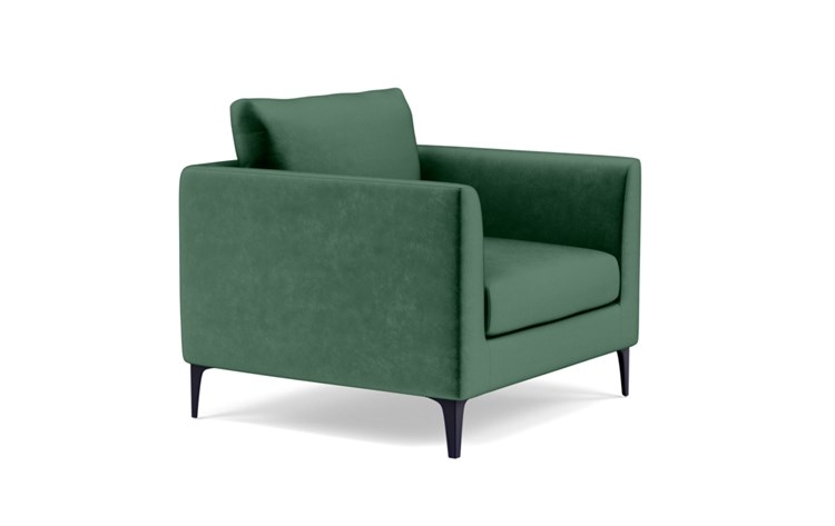 Owens Accent Chair with Green Malachite Fabric and Matte Black legs - Image 1
