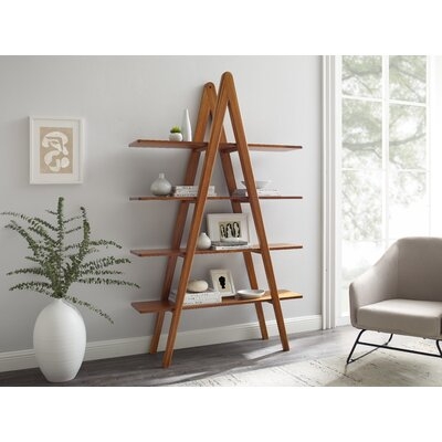 Betony 75'' H x 14.01'' W Solid Wood Ladder Bookcase - Image 0