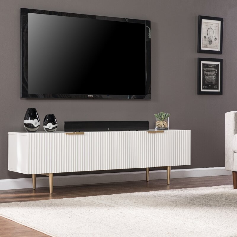 Pilston TV Stand for TVs up to 58", White & Gold - Image 5