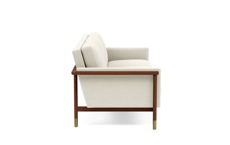 Jason Wu Sofa with White Chalk Fabric and Oiled Walnut with Brass Cap legs - Image 2