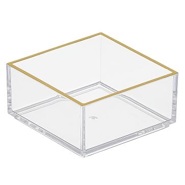 Clear, Drawer Organizer With Foil Trim 4x4x2, Clear Soft Brass, Set of 3 - Image 0