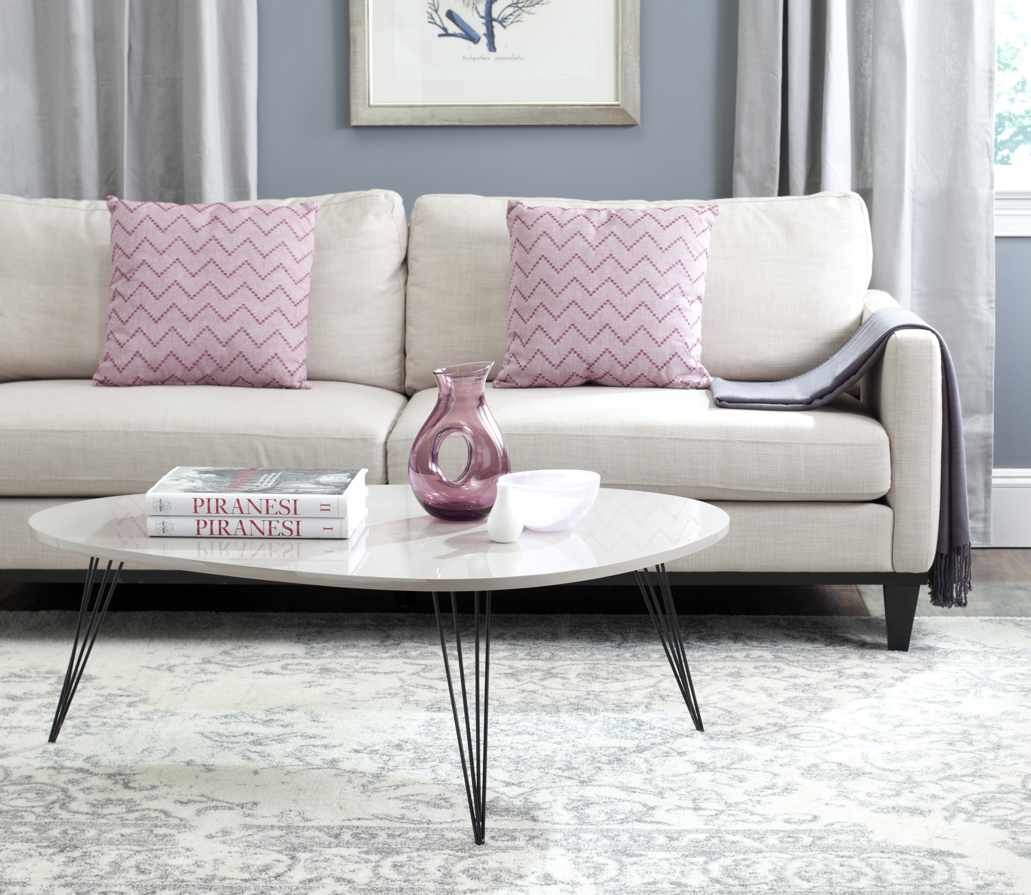 Wynton Retro Mid Century Lacquer Coffee Table - Taupe/Black - Safavieh - Image 2