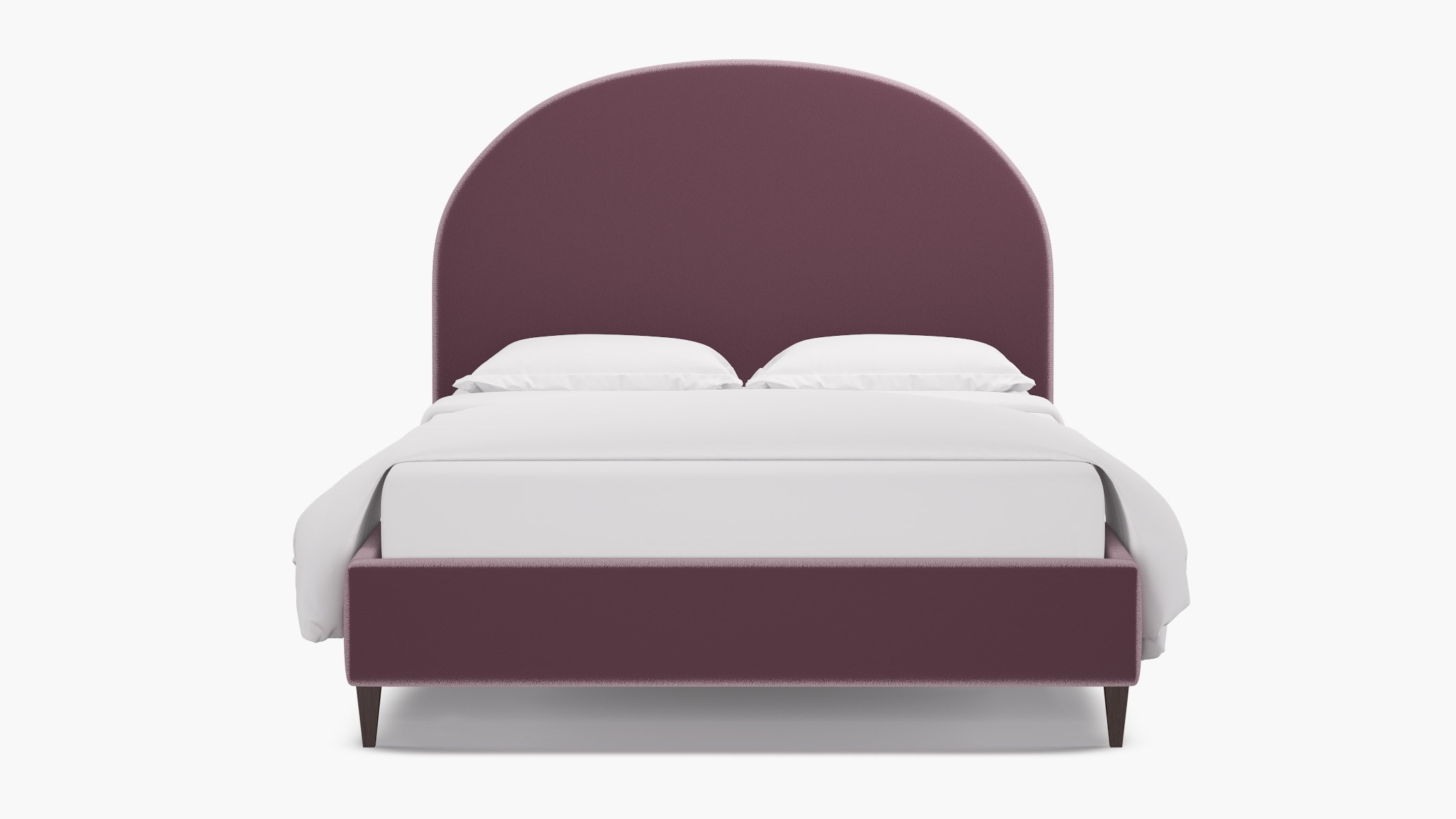 Demilune Bed, Lavender Performance Plush Velvet, Espresso Square Tapered Leg, King - Image 0