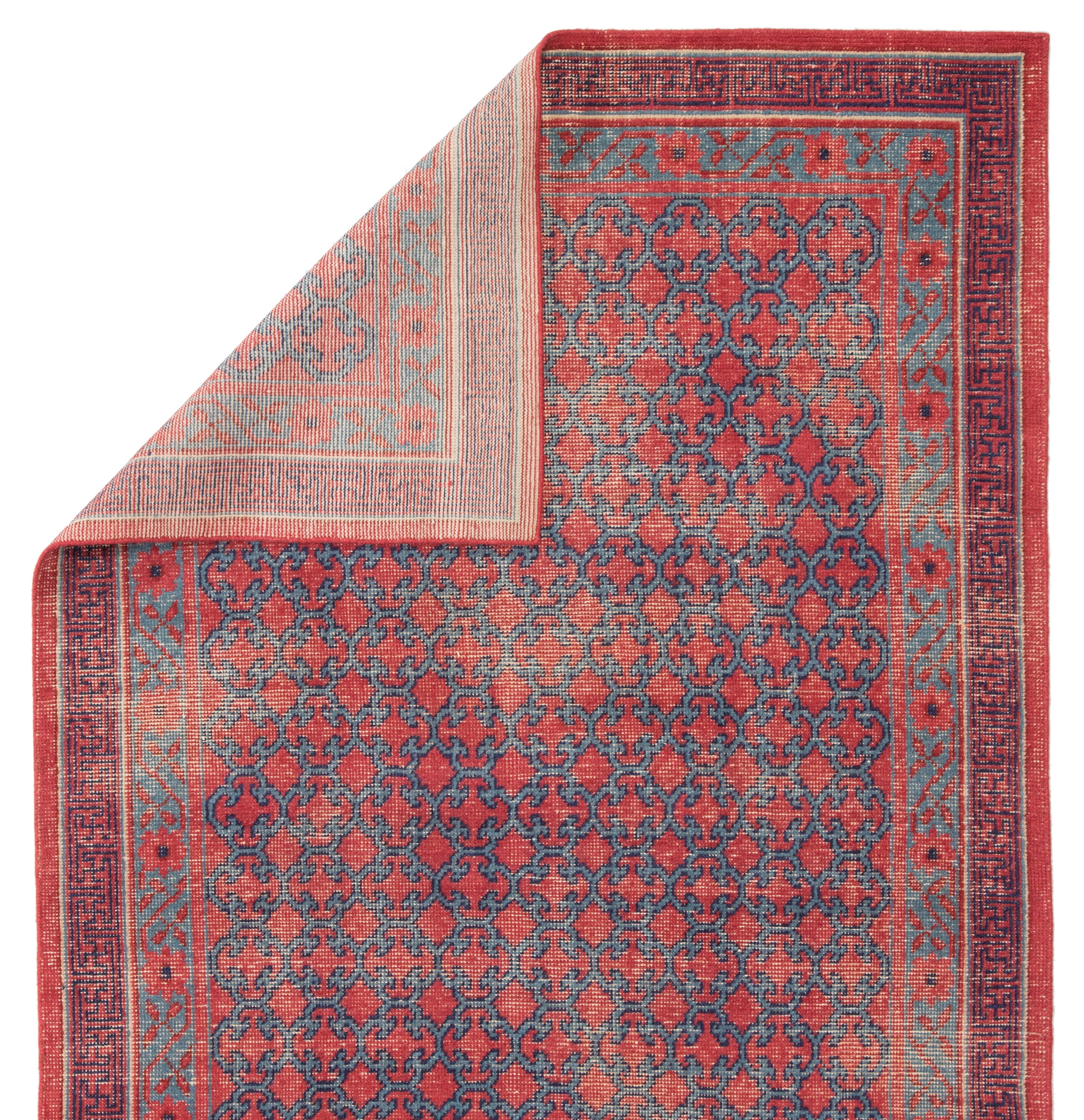Concord Hand-Knotted Medallion Red/ Blue Area Rug (9' X 12') - Image 2