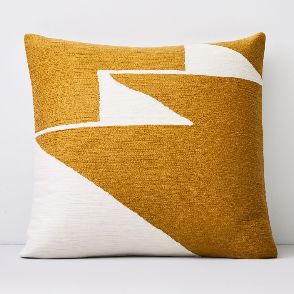 Crewel Steps Pillow Cover, Dark Horseradish, 18"x18" - Image 0