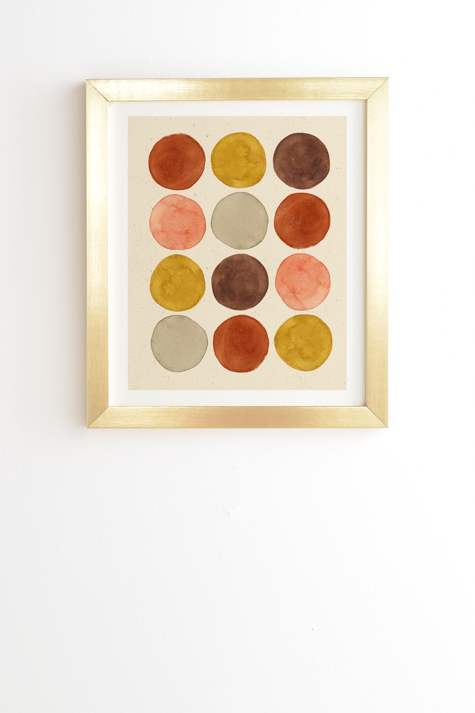 Watercolor Dots Rust Ochre by Pauline Stanley - Framed Wall Art Basic Gold 12" x 12" - Image 0