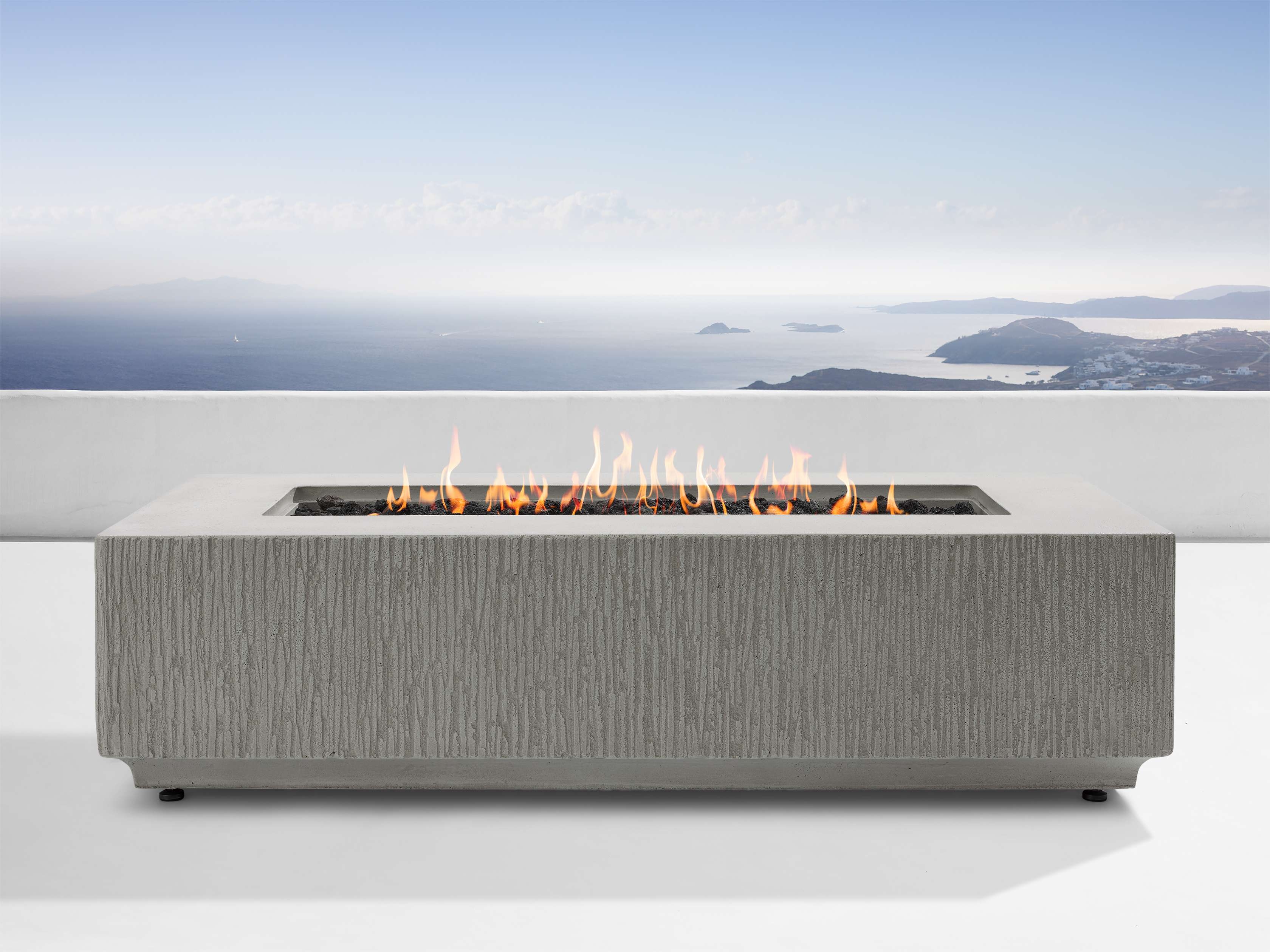 Wilmar Rectangular Natural Gas Fire Pit in Stone Gray  Fog Chiseled - Image 0