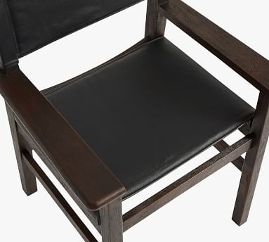 Segura Leather Dining Armchair, Blackened Oak Frame , Vintage Midnight - Image 2