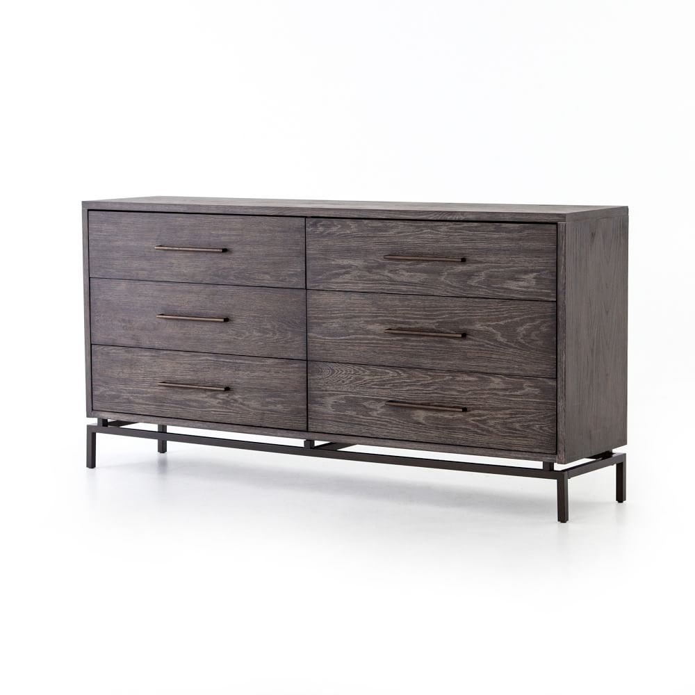Washed Oak & Iron 6-Drawer Dresser - Image 0