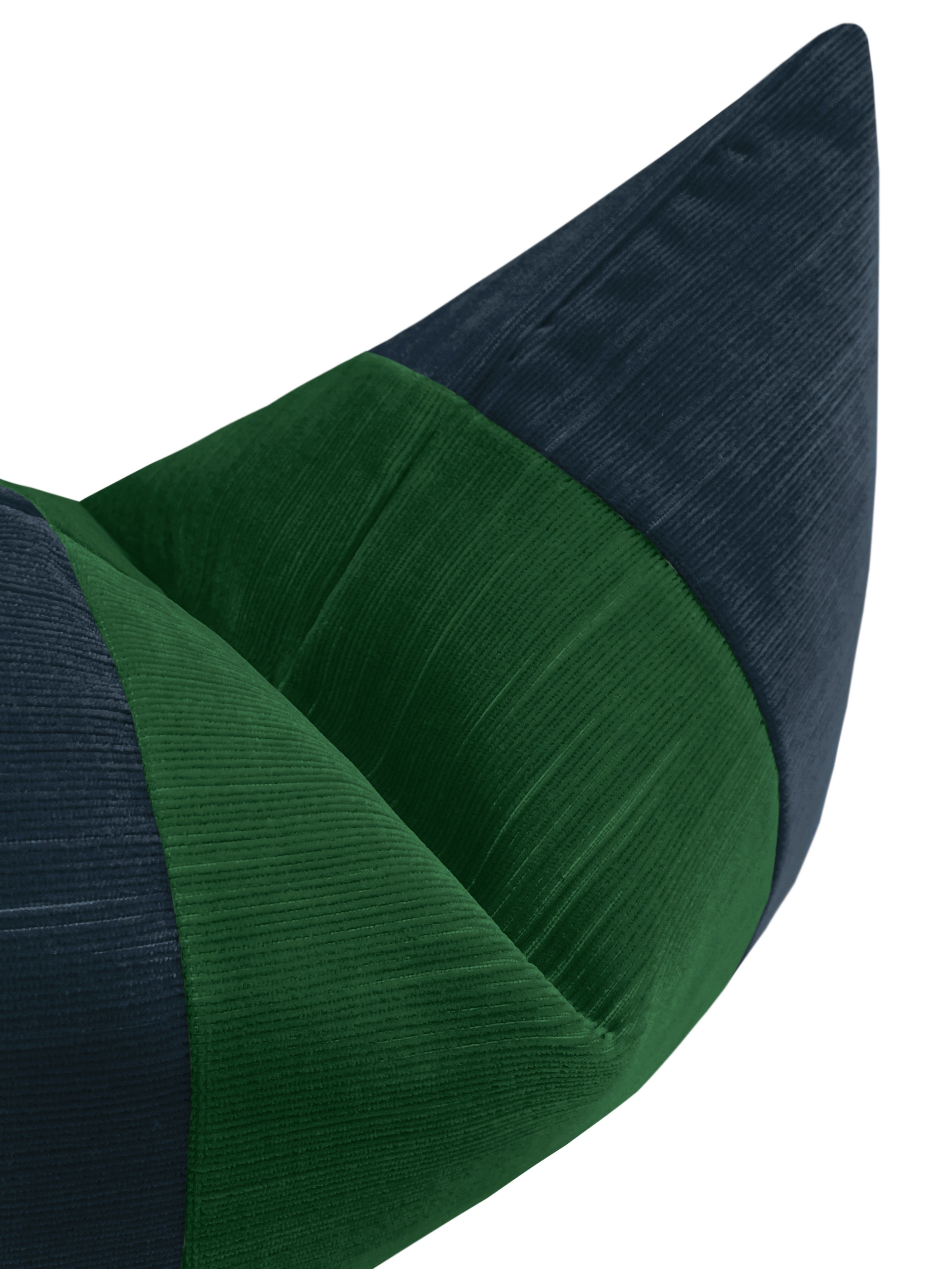 THE LITTLE LUMBAR :: STRIE VELVET // NAVY BLUE + MALACHITE - LITTLE LUMBAR 12" X 18" - Image 2
