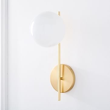 Sphere + Stem Plug-In Sconce, Antique Brass, Individual - Image 4